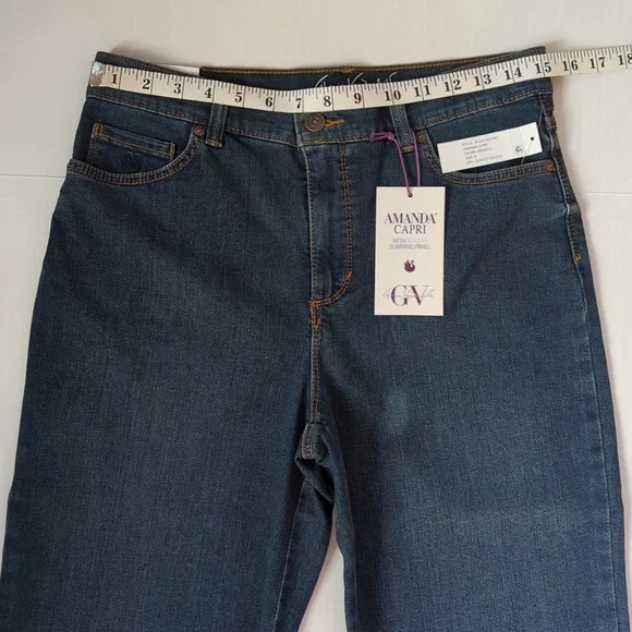 NWT Gloria Vanderbilt Amanda Slimming Effect Capri Denim Jeans 8 Blue Pockets - Picture 14 of 16